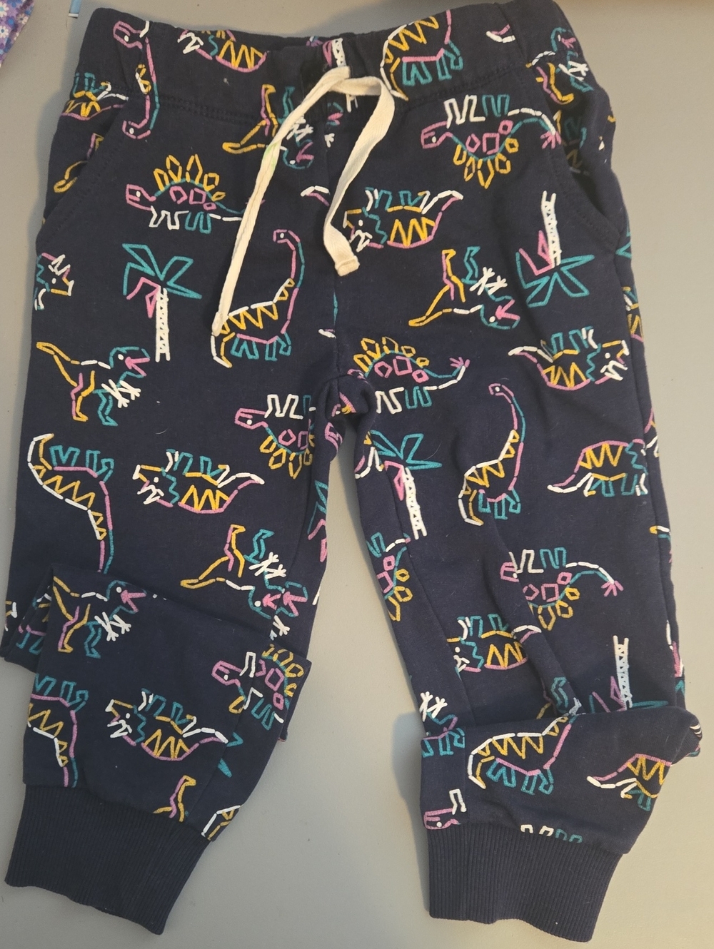 Joe Fresh Navy Joggers with Multicolor Dinosaur Print 3T